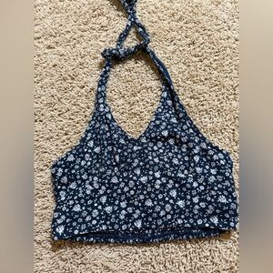 american eagle navy floral halter top